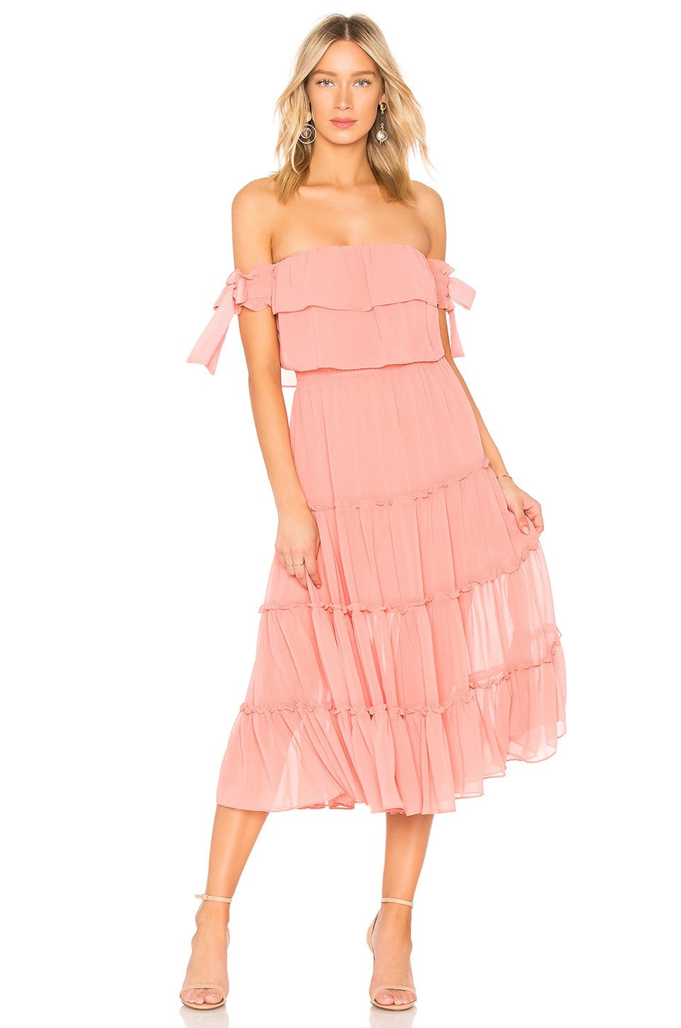 MISA pink off-the-shoulder dress 