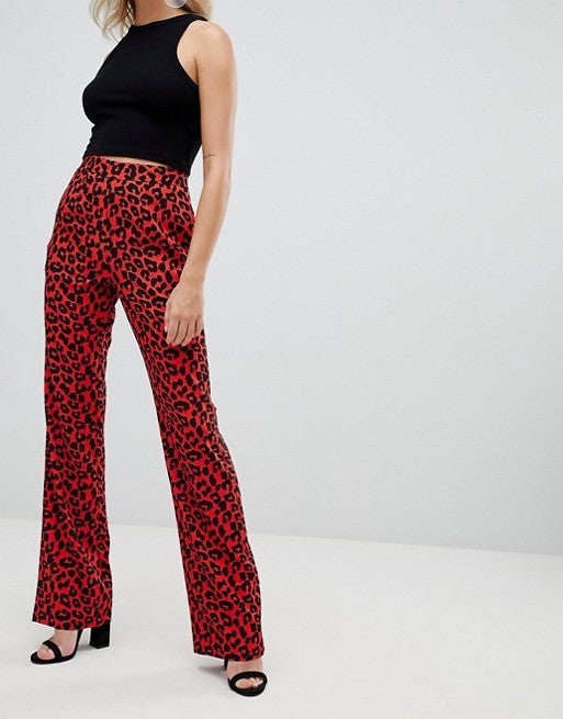 Missguided red leopard pants