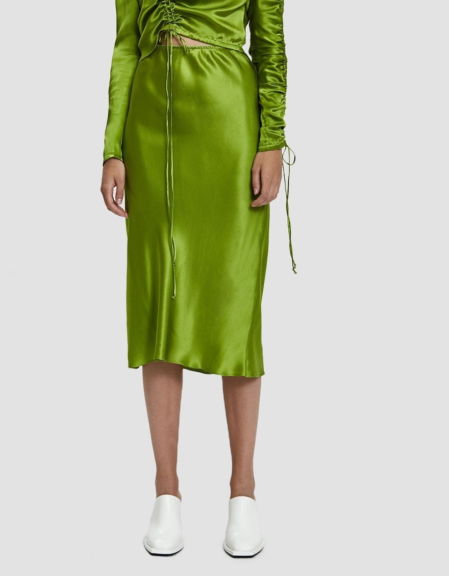 PRISCAVera green slip skirt