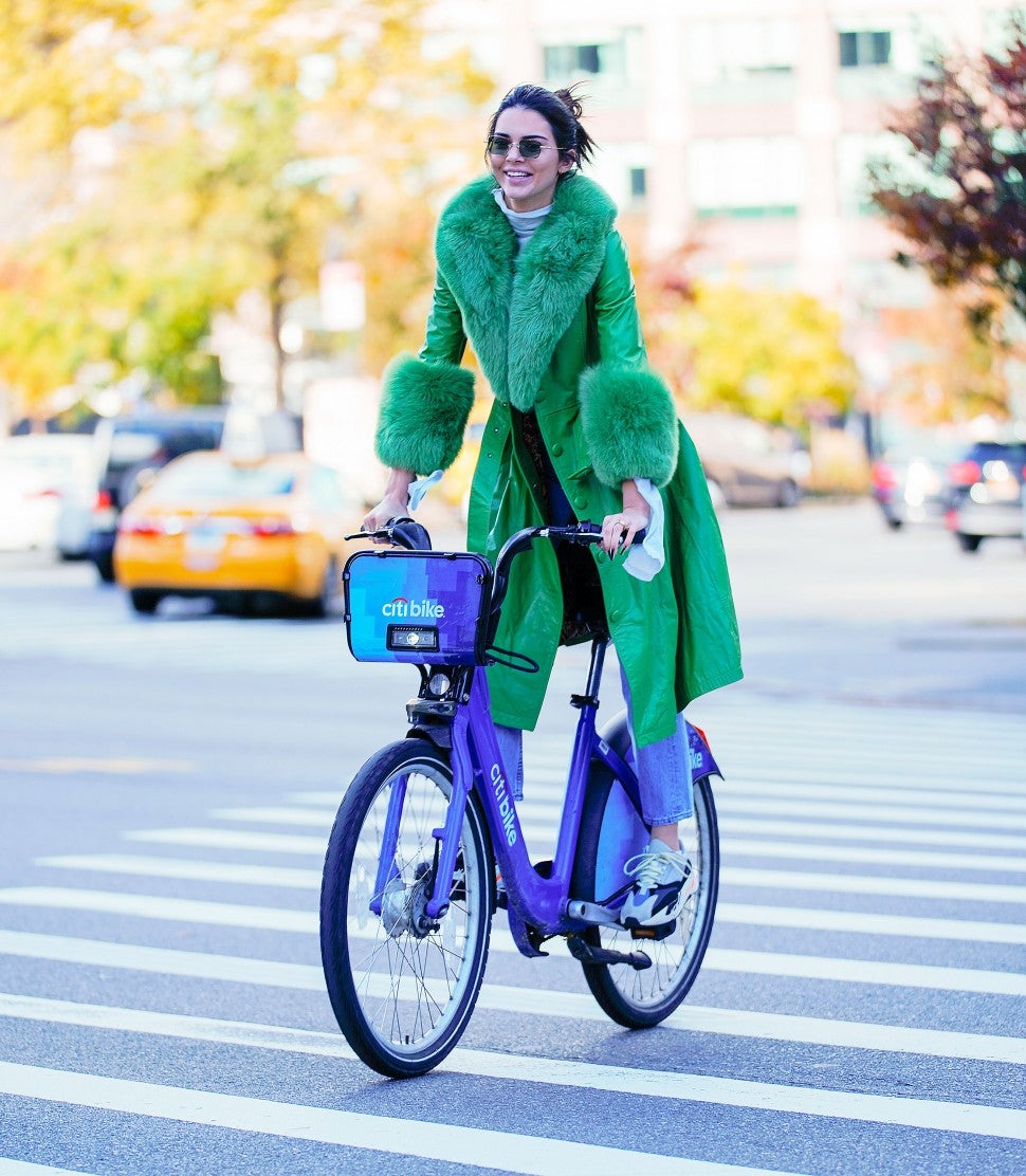 Kendall Jenner in green coat