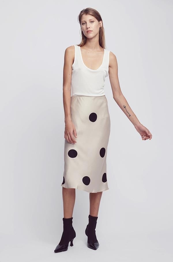 Silk Laundry polka dot skirt