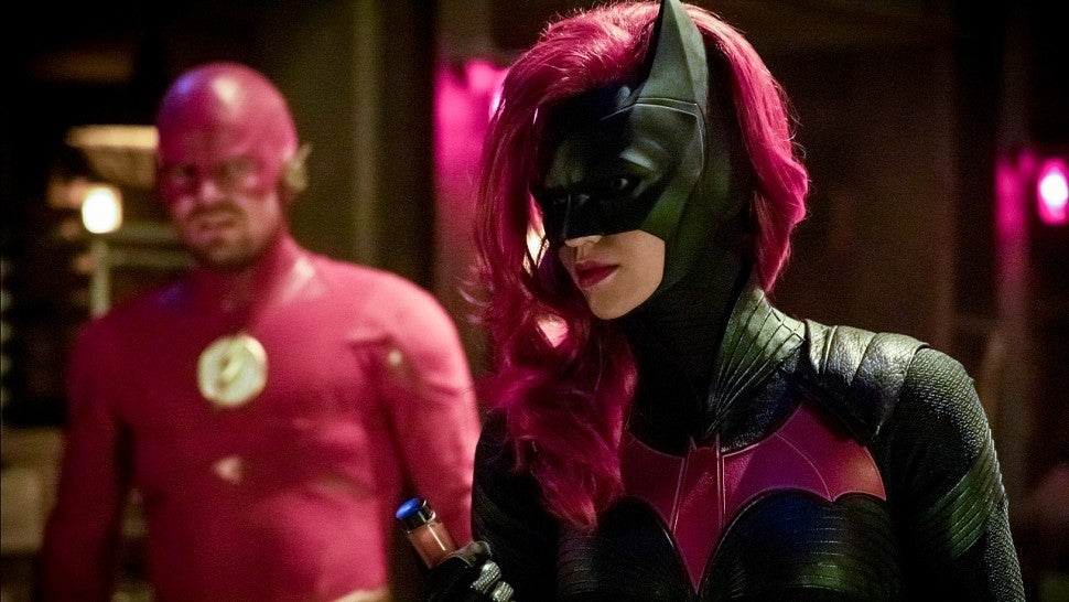 Ruby Rose as Batwoman and Stephen Amell as The Flash 