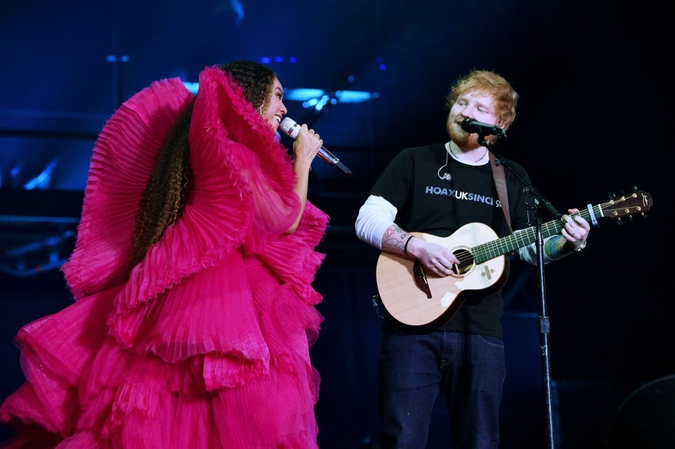 Beyonce and Ed Sheeran at Global Citizen Festival