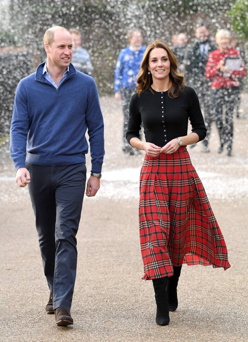 Kate Middleton and Prince William in fake snow