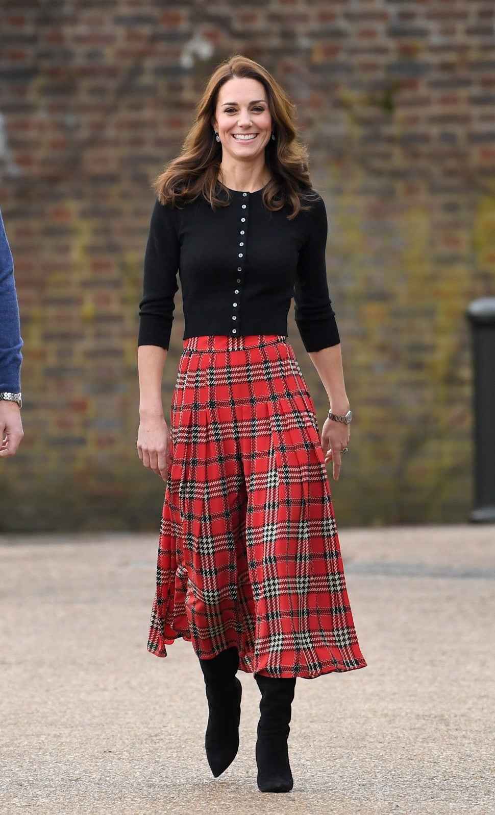 Kate Middleton in plaid skirt