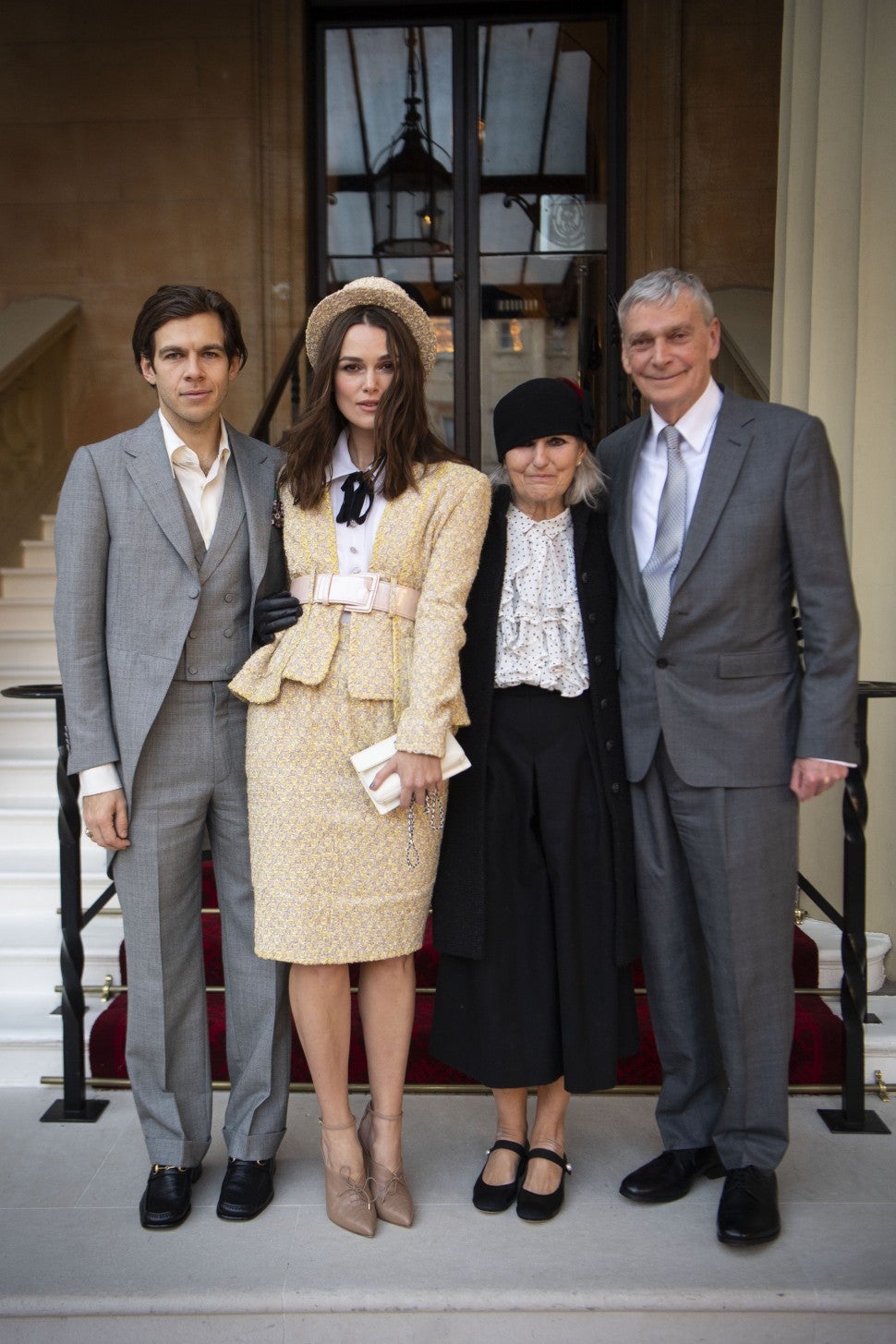 Keira Knightley with husband and parents at OBE ceremony