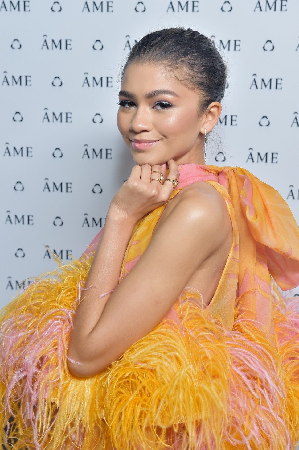 Zendaya's Voluminous Feathered Dress Is Anything But 'Cocktail Casual ...
