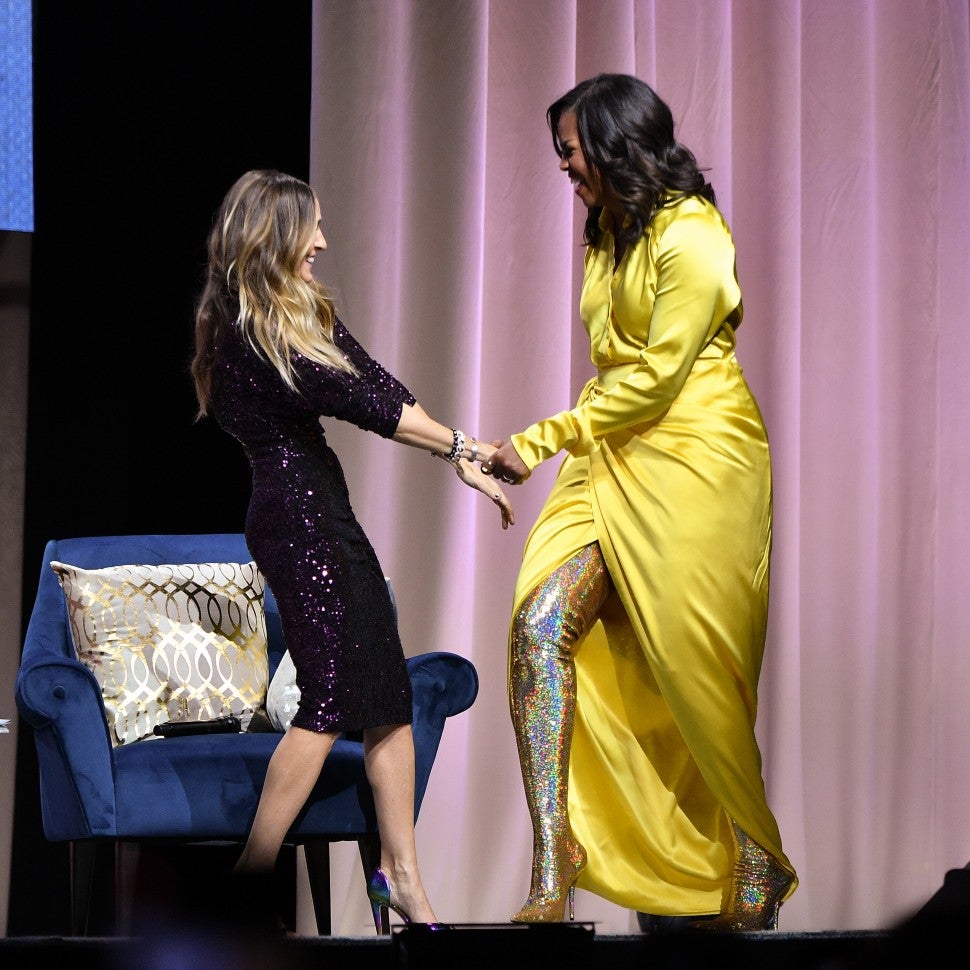 Michelle Obama glitter boots and Sarah Jessica Parker