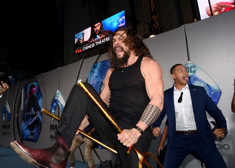 Jason Momoa at the 'Aquaman' premiere at the Chinese Theatre in Hollywood on Dec. 12