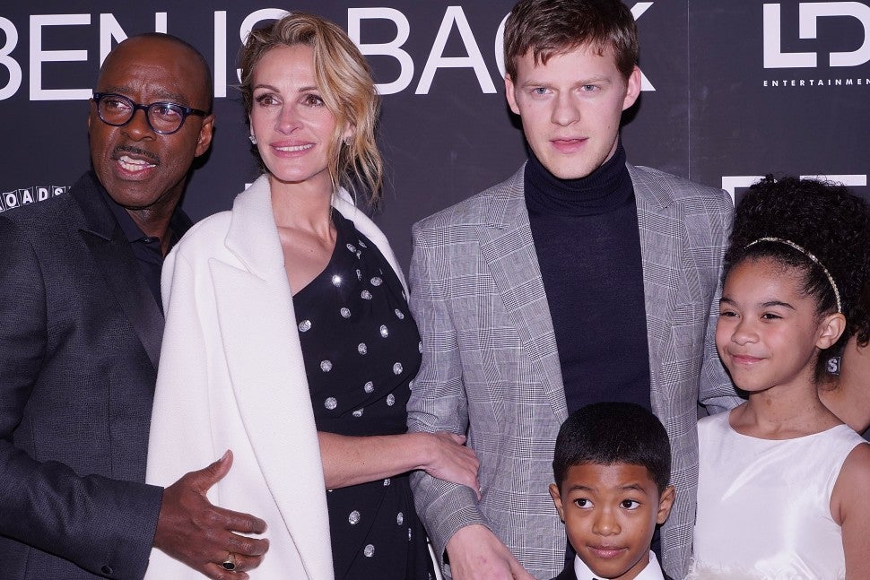 Julia Roberts and her 'Ben Is Back' cast mates.