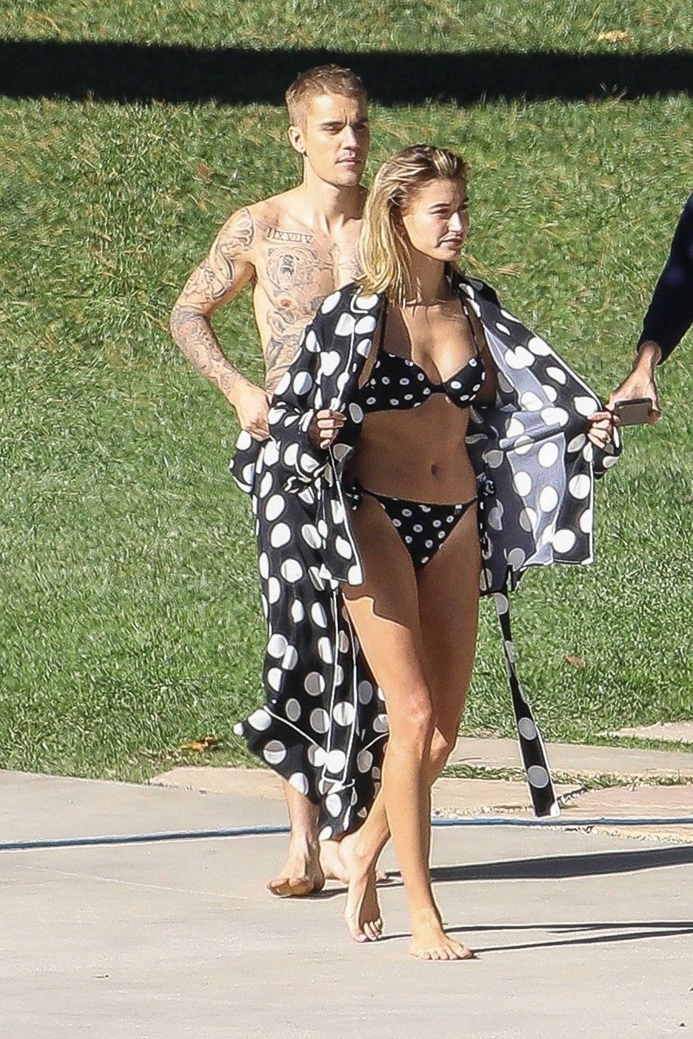 Justin Bieber and wife Hailey Baldwin pose for a photoshoot in the Hollywood Hills on Dec. 4