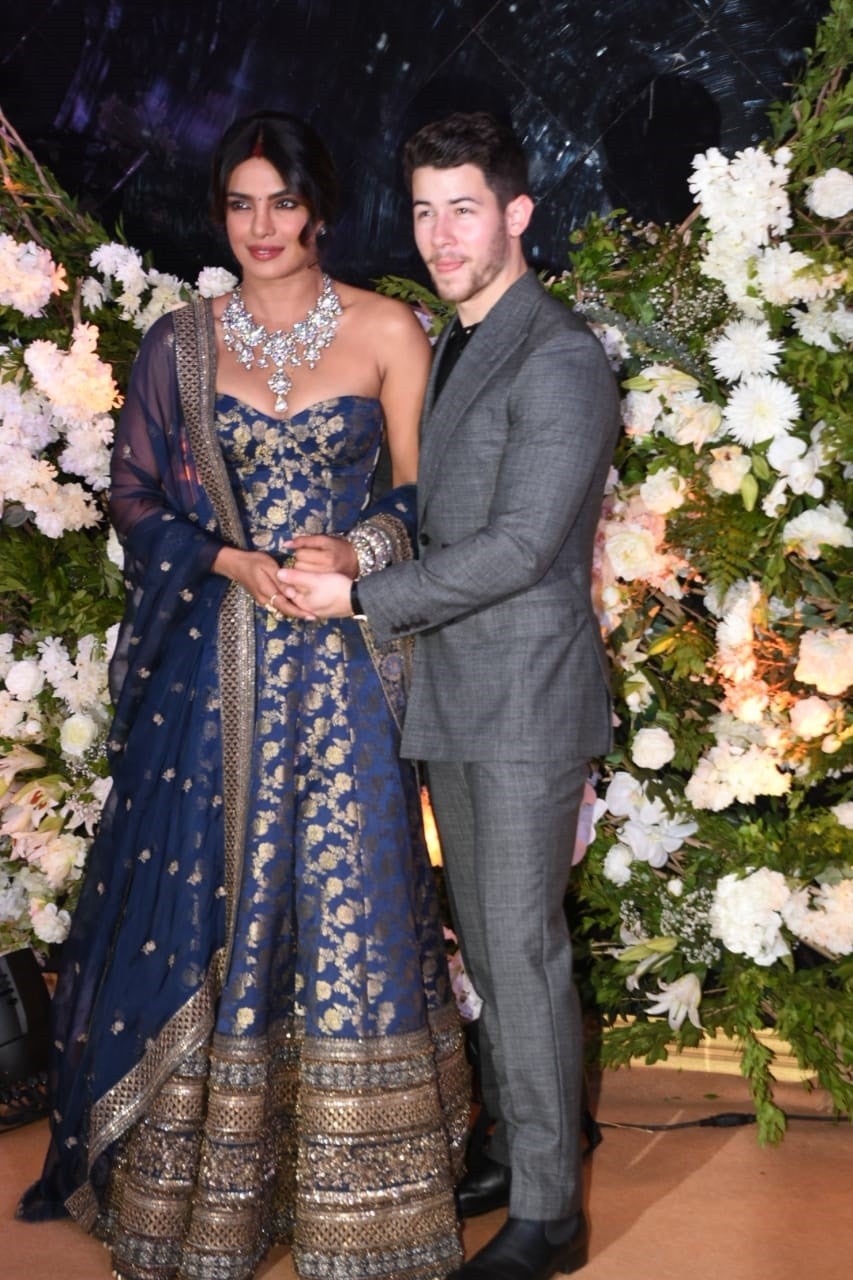 Nick Jonas and Priyanka Chopra at a reception at JW Marriott In Mumbai, India on Dec. 19, 2018.
