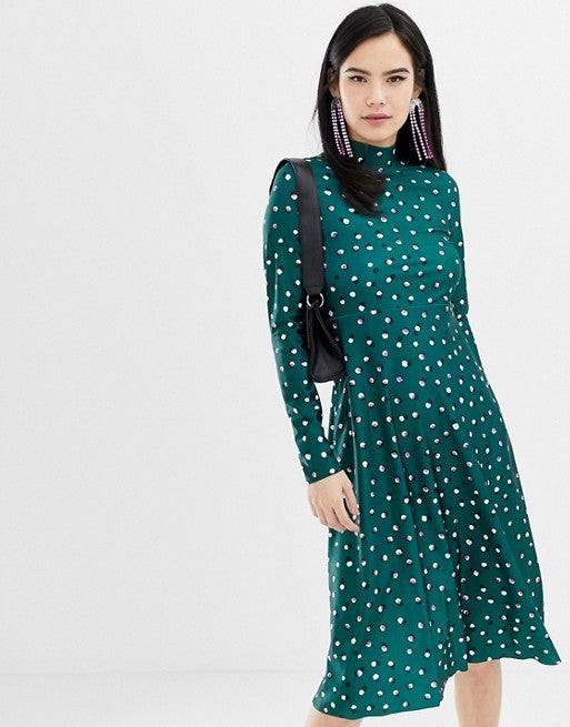 Monki green dot dress