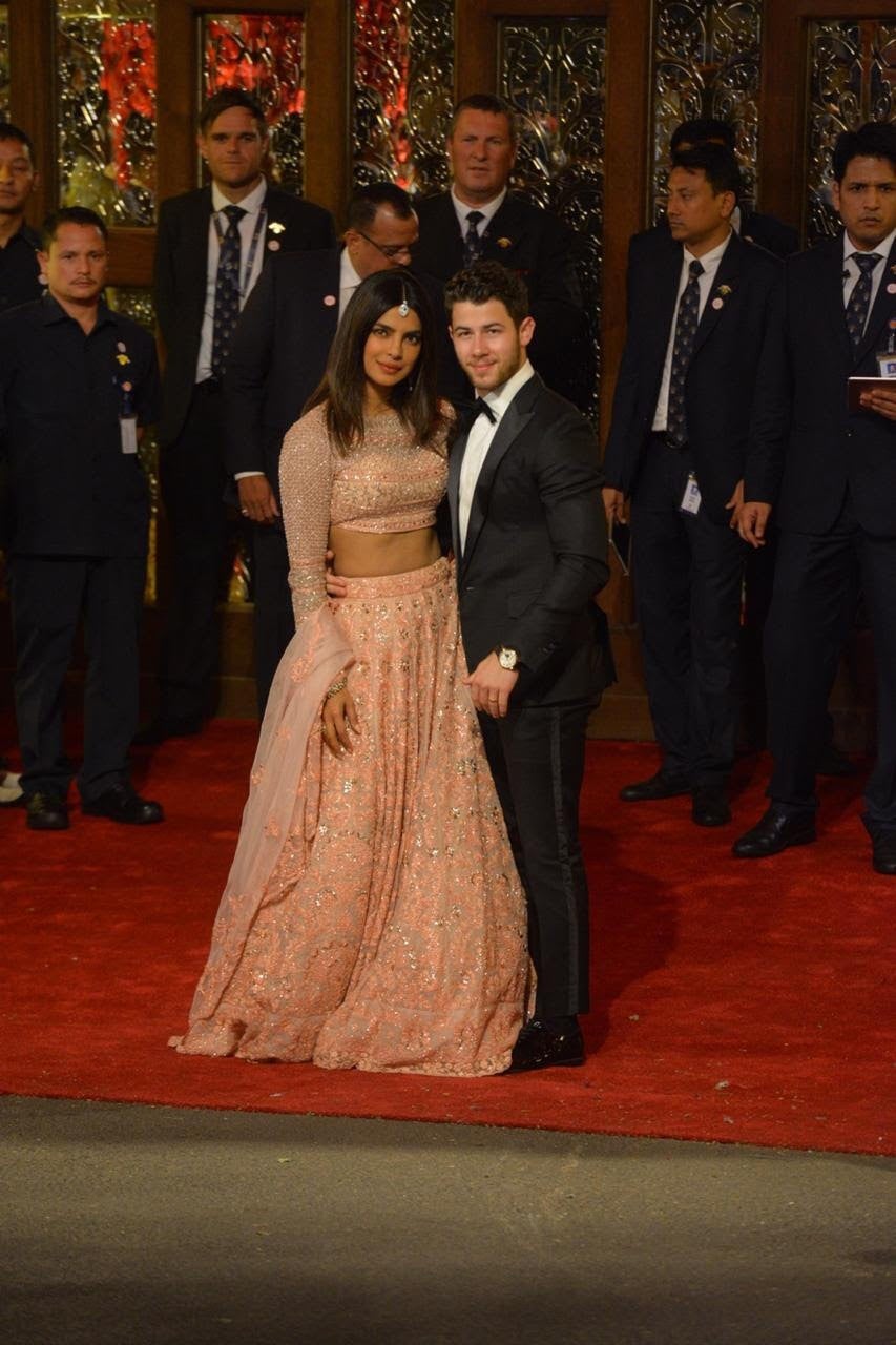 Nick Jonas and Priyanka Chopra seen arriving at the continued wedding celebrations of Nita Ambani, daughter of Mukesh Ambani.