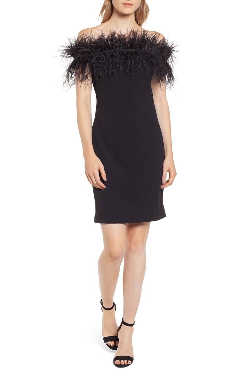 Vince Camuto feather dress