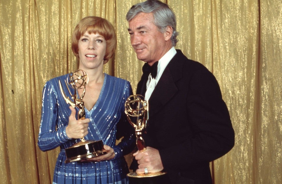 Carol Burnett and Joe Hamilton at the 24th Primetime Emmys in May 1972