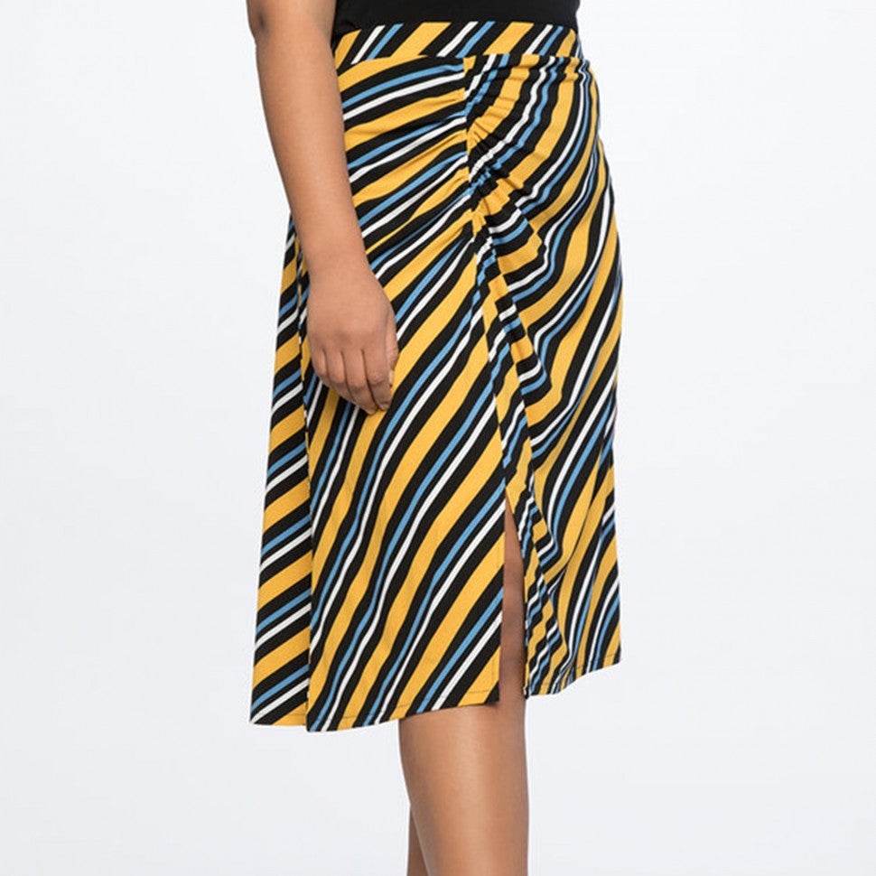 Eloquii multicolored striped midi skirt