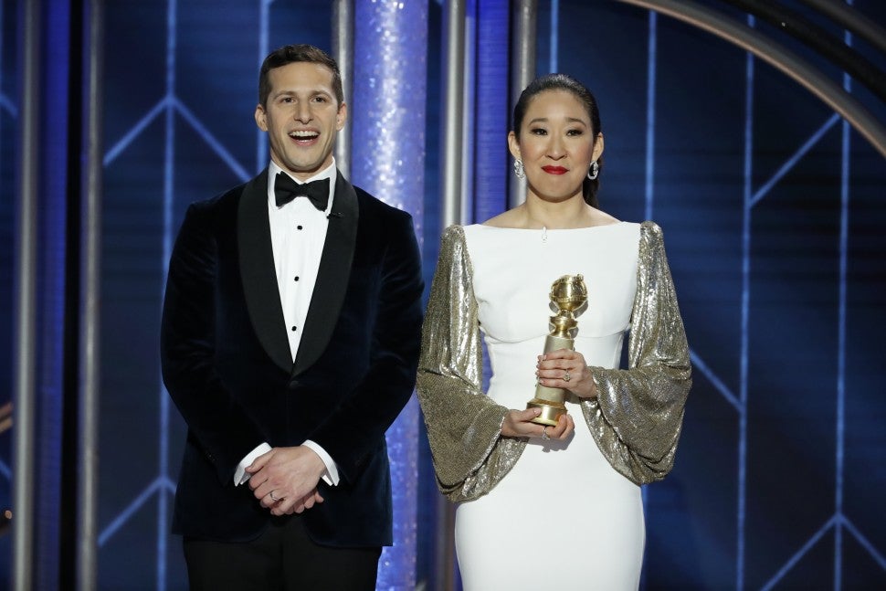 2019 Golden Globes, Andy Samberg, Sandra Oh