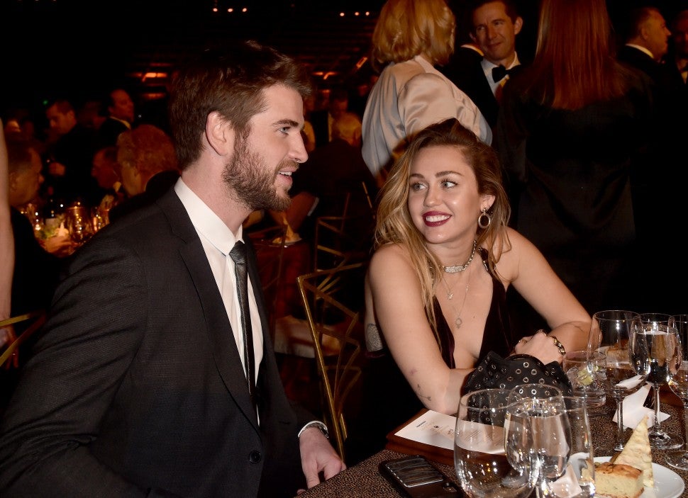 Liam Hemsworth and Miley Cyrus attend the 16th annual G'Day USA Los Angeles Gala at 3LABS on January 26, 2019 in Culver City, California.