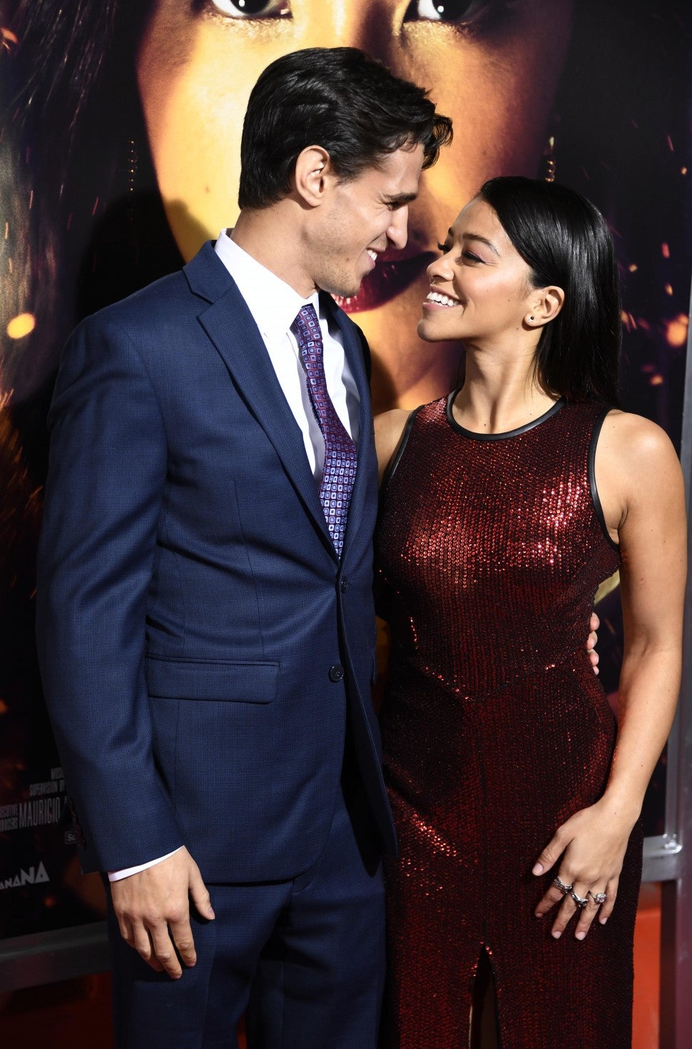 Gina Rodriguez and boyfriend at miss bala premiere