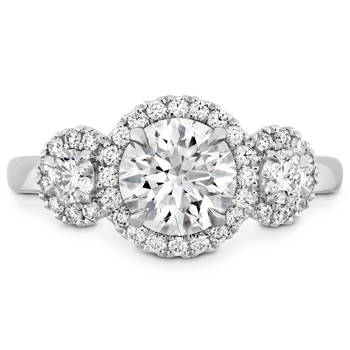 Hearts on Fire three-stone engagement ring