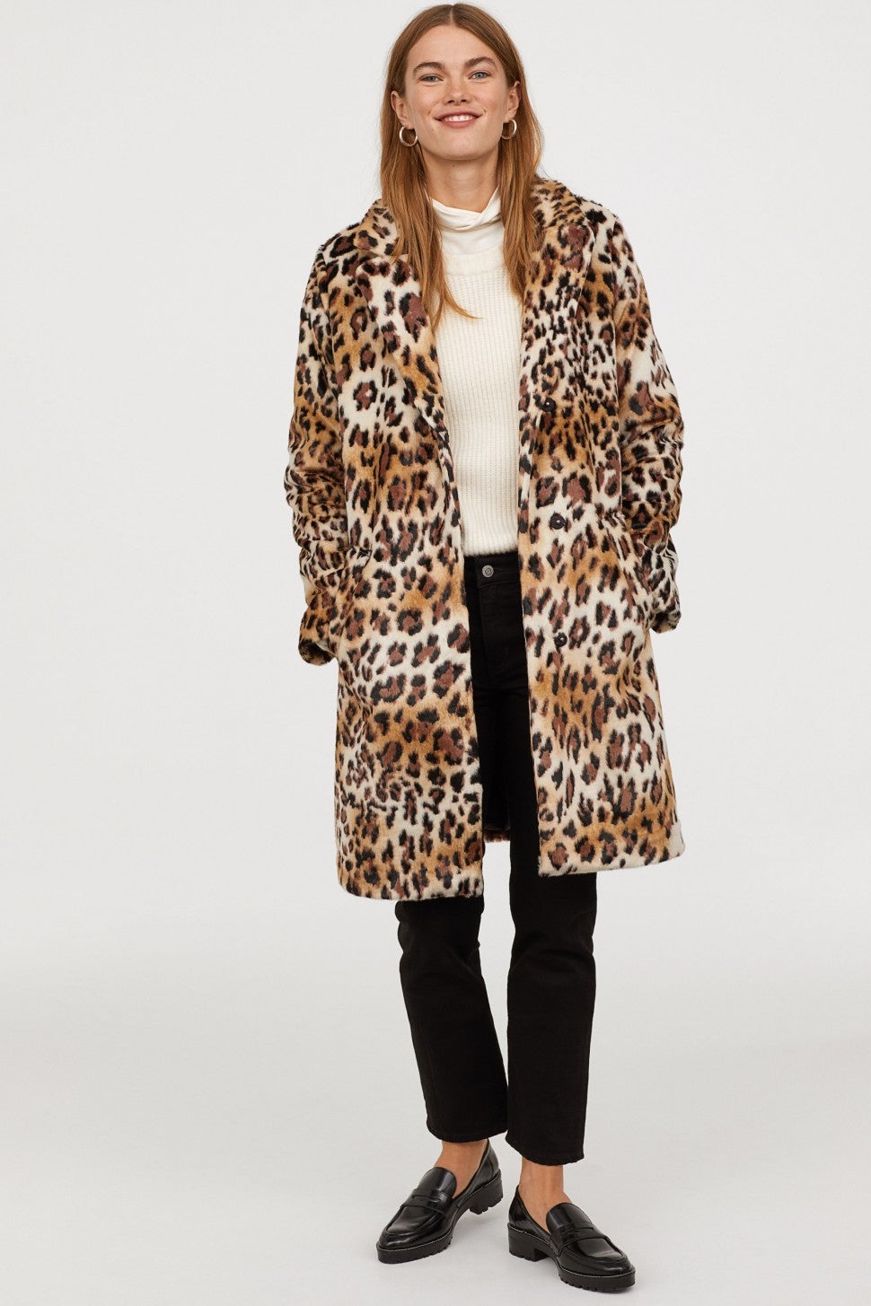 H&M leopard coat