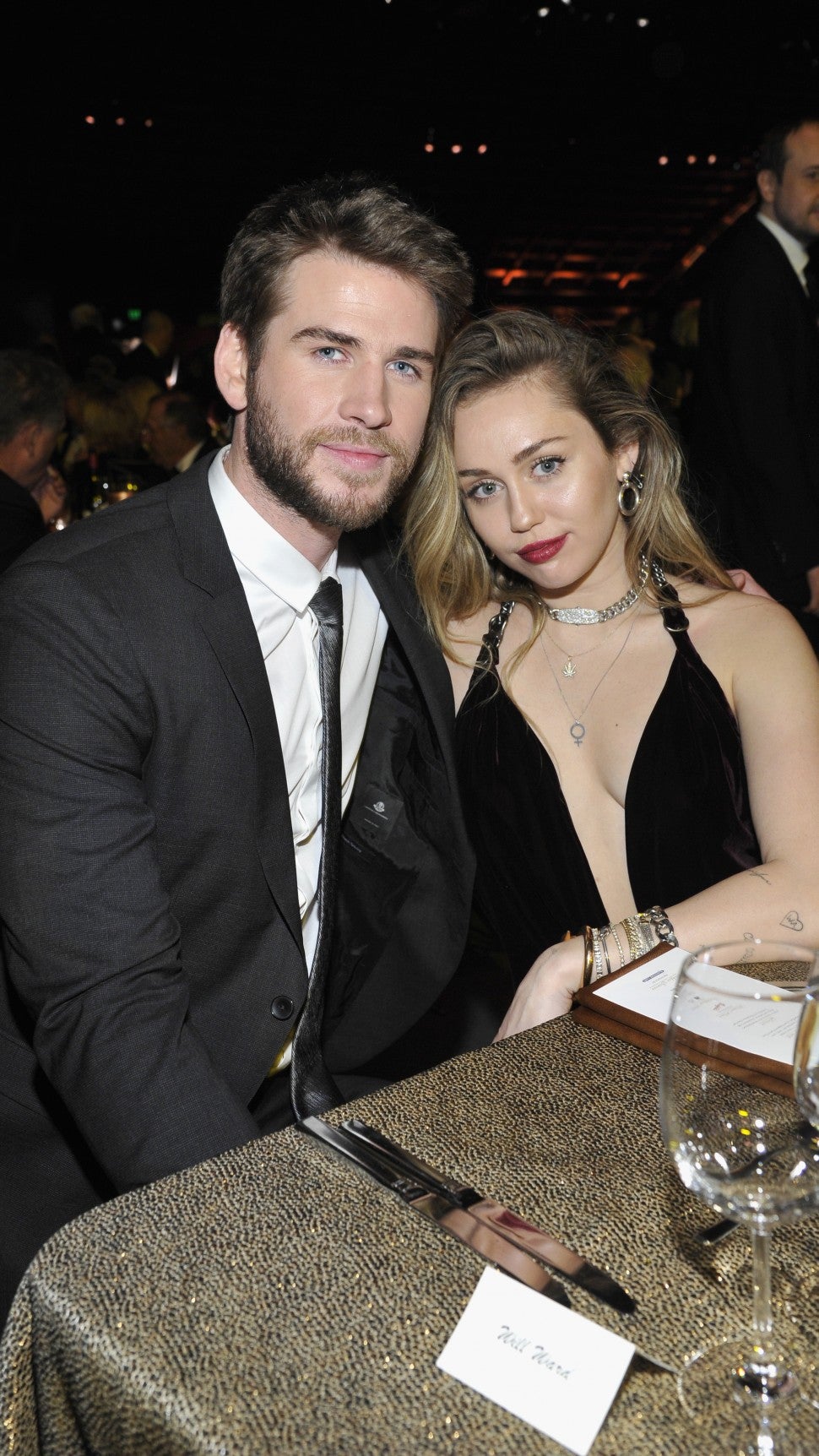 Liam Hemsworth and Miley Cyrus attend the 2019 G'Day USA Gala at 3LABS on January 26, 2019 in Culver City, California.