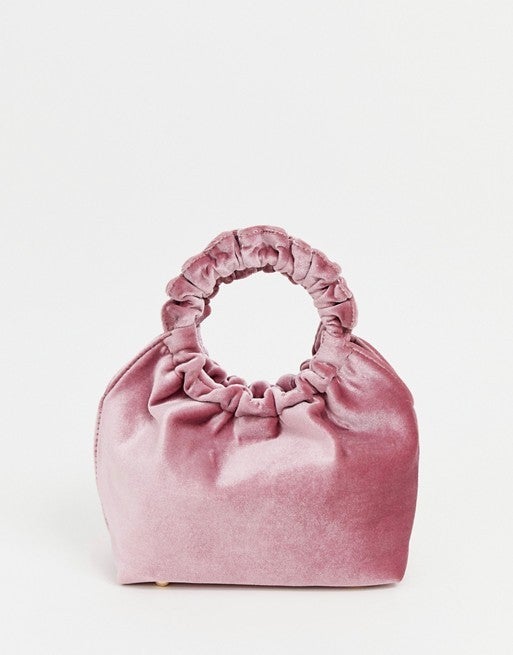 My Accessories pink velvet pouch bag