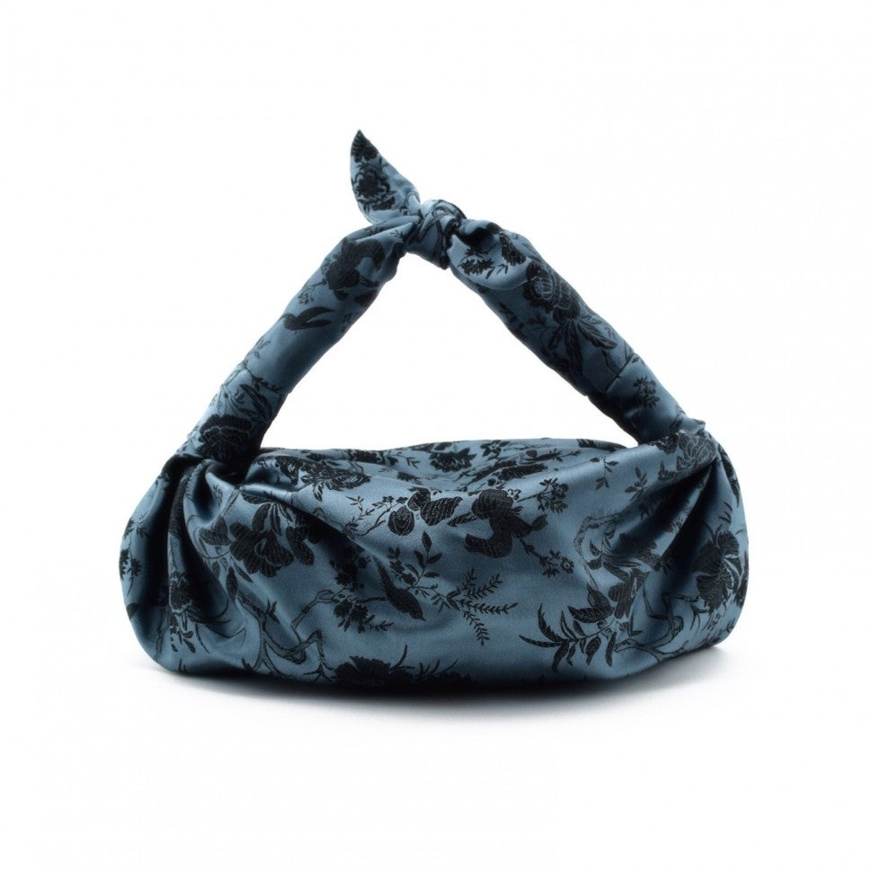 NST blue printed satin bag