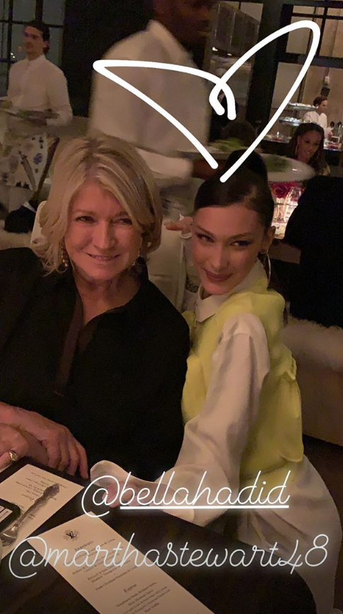 Martha Stewart and Bella Hadid at Louis Vuitton dinner