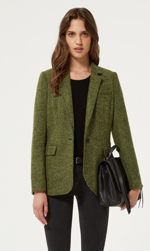 Rebecca Minkoff olive green tweed jacket