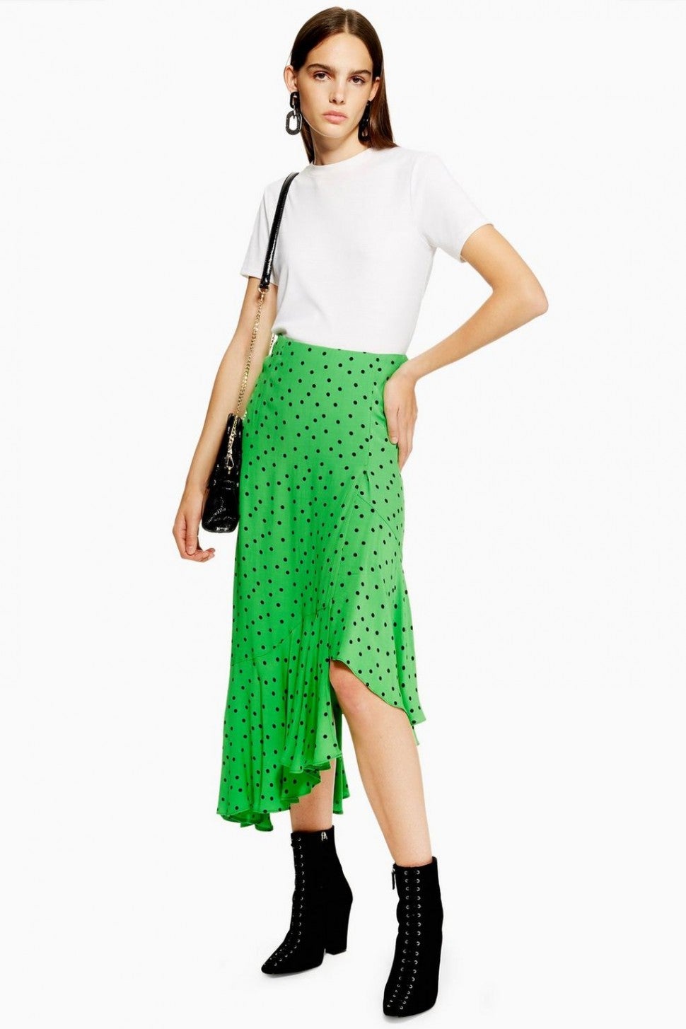 Topshop polka dot green skirt