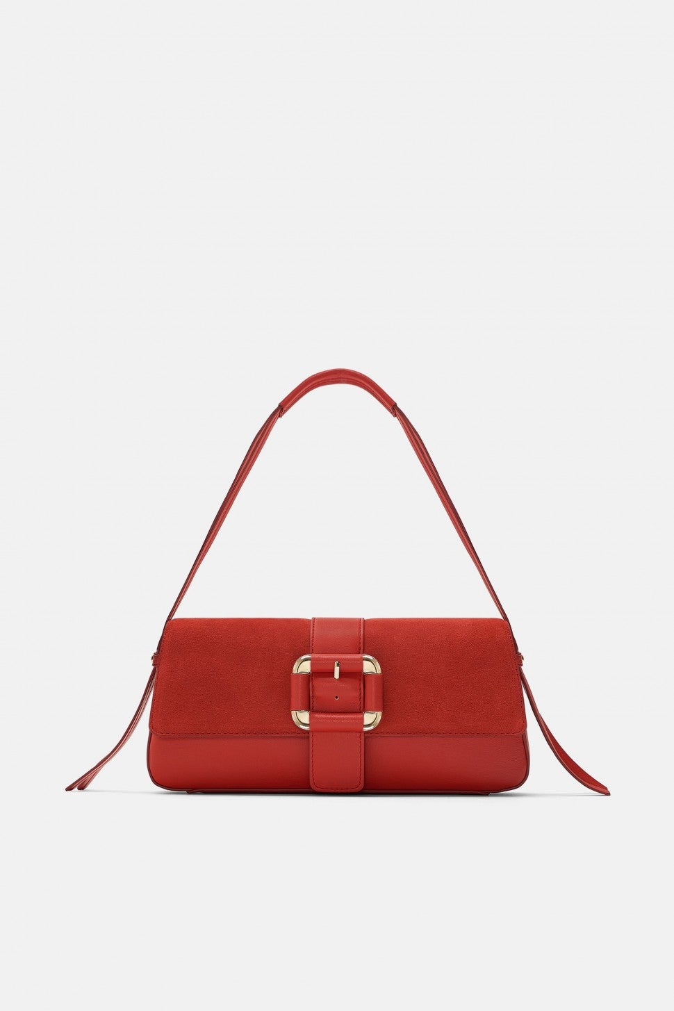 Zara red baguette bag