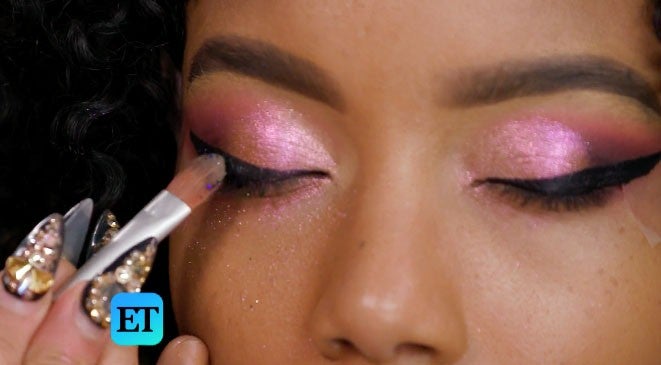 Cardi B GRAMMYs makeup tutorial glitter eyes