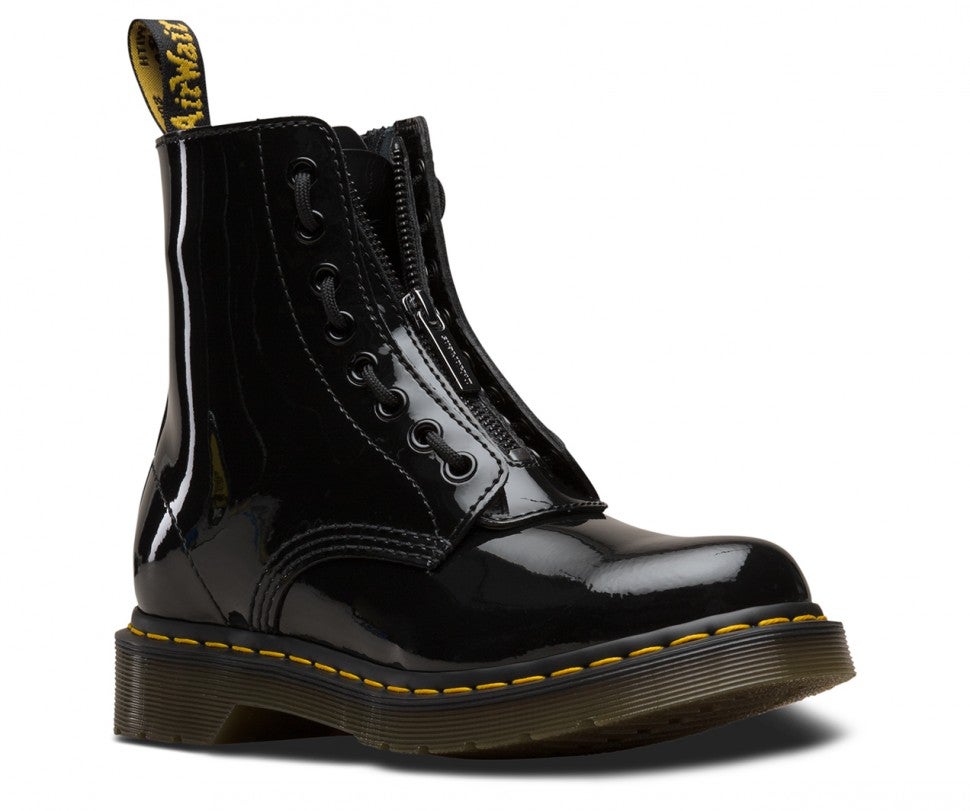 Dr. Martens patent leather zip front boots