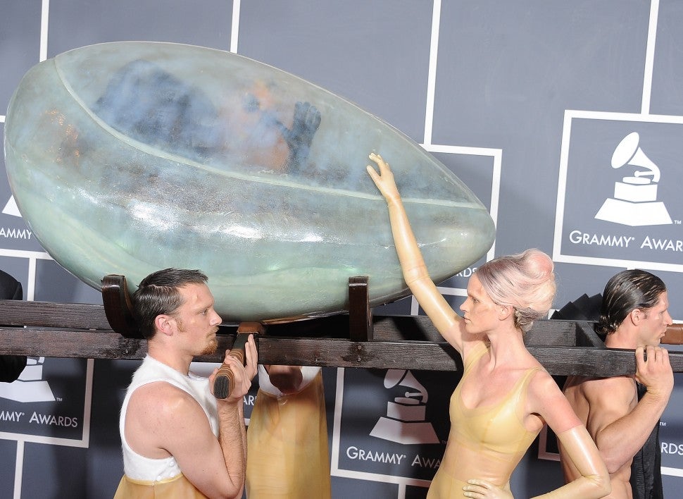 Lady Gaga arrived in Egg at 2011 Grammys