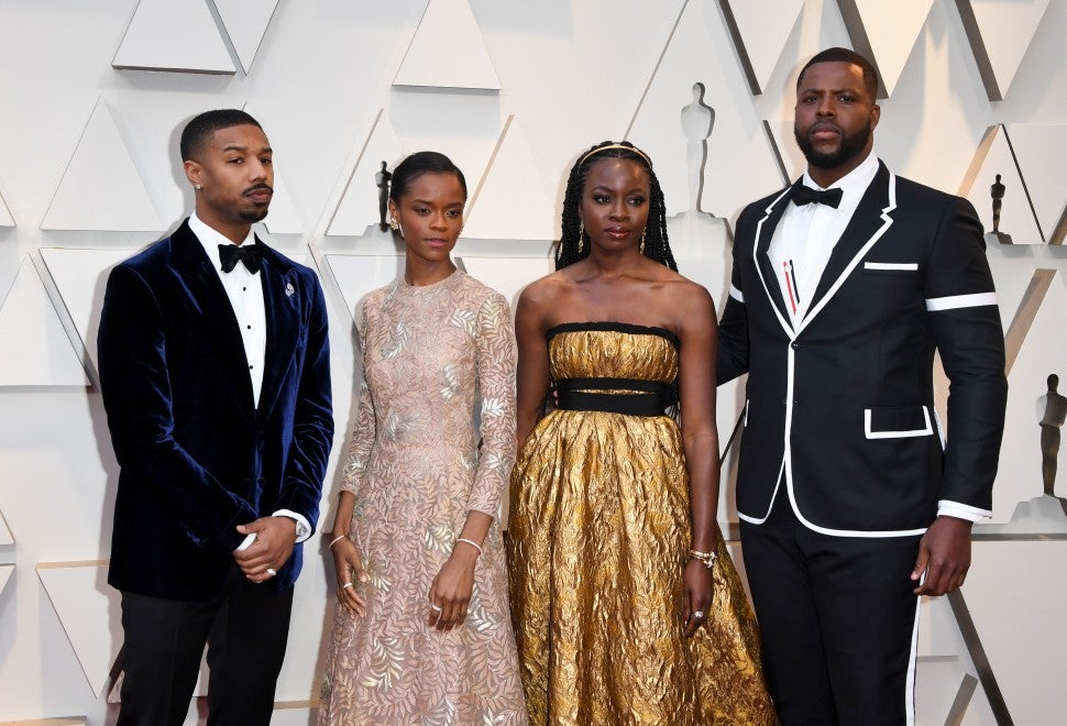 Michael B. Jordan, Letitia Wright, Danai Gurira and Winston Duke at 2019 Oscars