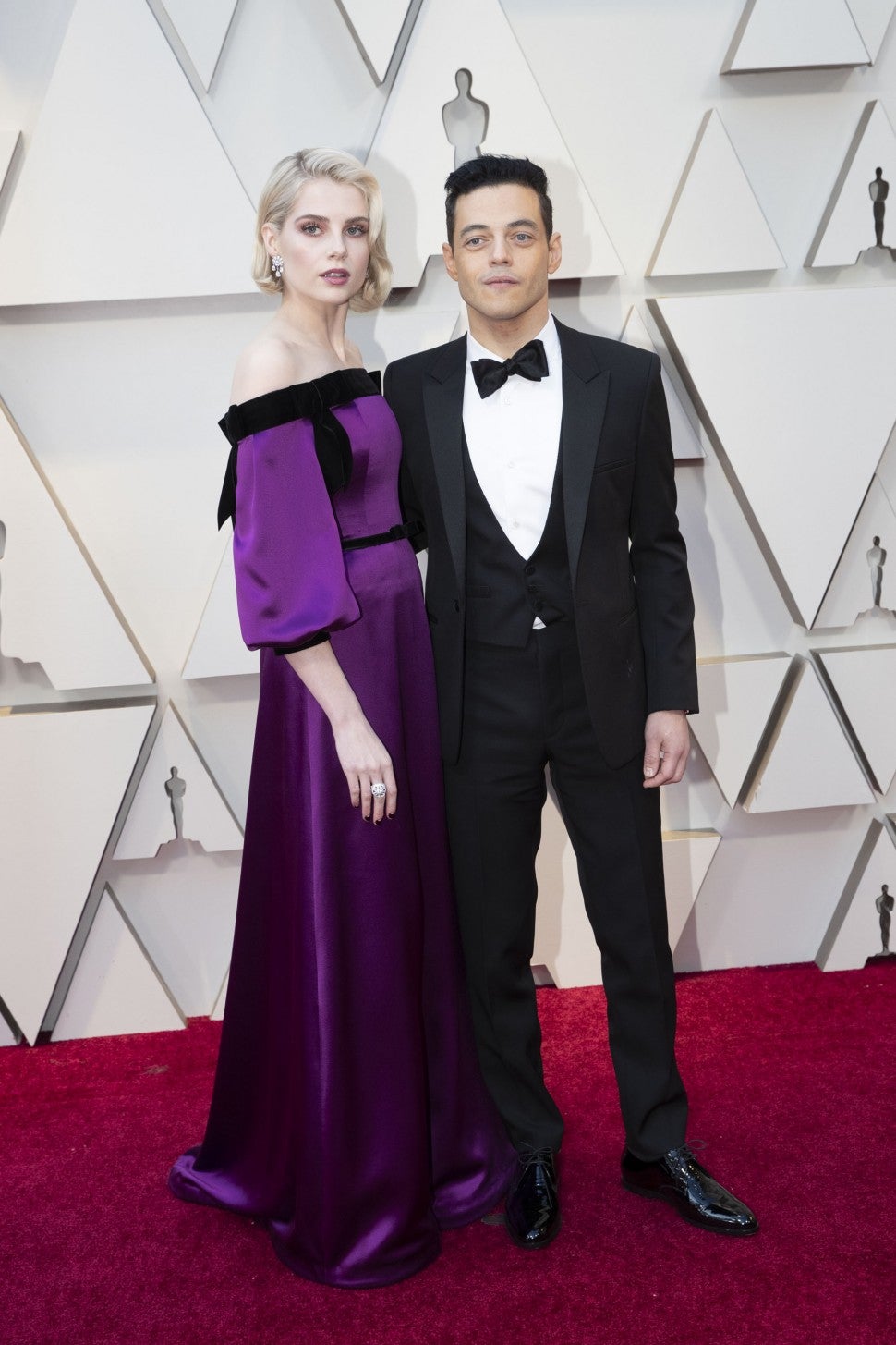 Lucy Boynton and Rami Malek at the 2019 Oscars