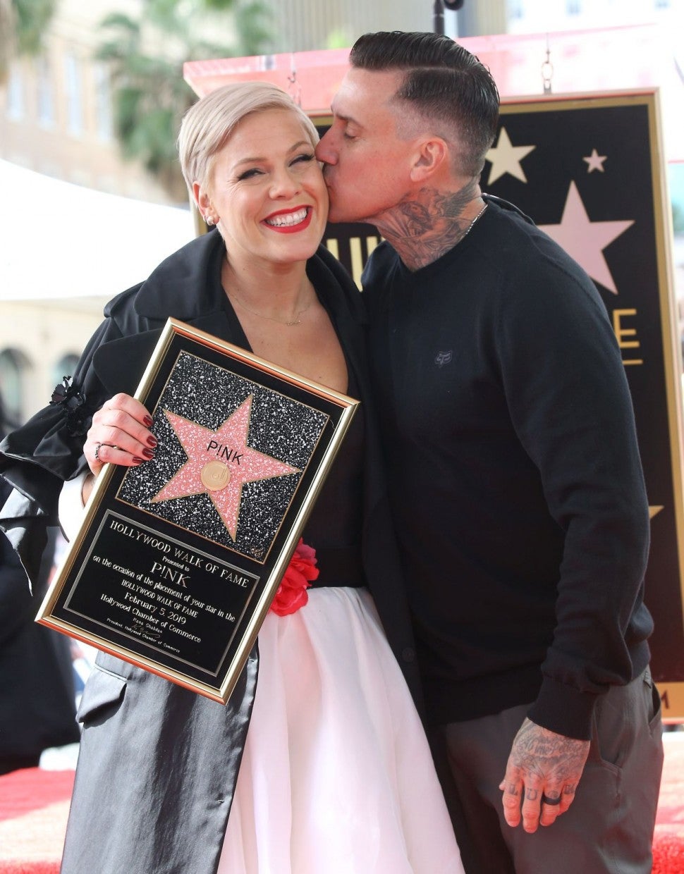 Carey Hart and Pink at Walk of Fame ceremony