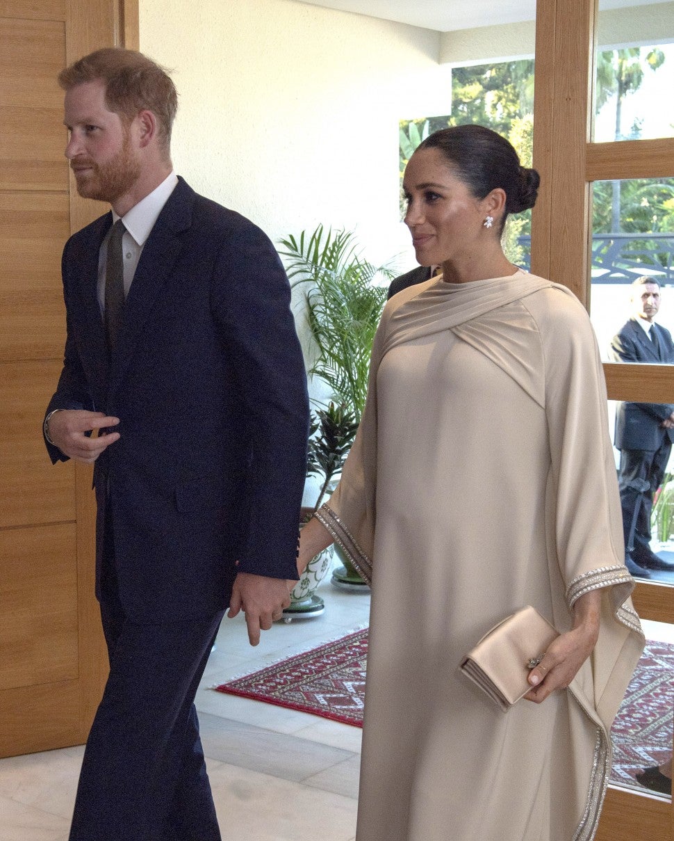 Prince Harry, Duke of Sussex and Meghan, Duchess of Sussex attend a reception hosted by the British Ambassador to Morocco at the British Residence during the second day of their tour of Morocco on February 24, 2019 in Rabat, Morocco.