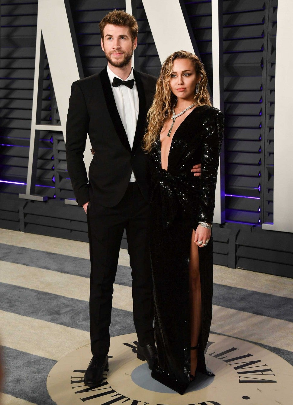 Liam Hemsworth and Miley Cyrus at the Vanity Fair Oscars Party