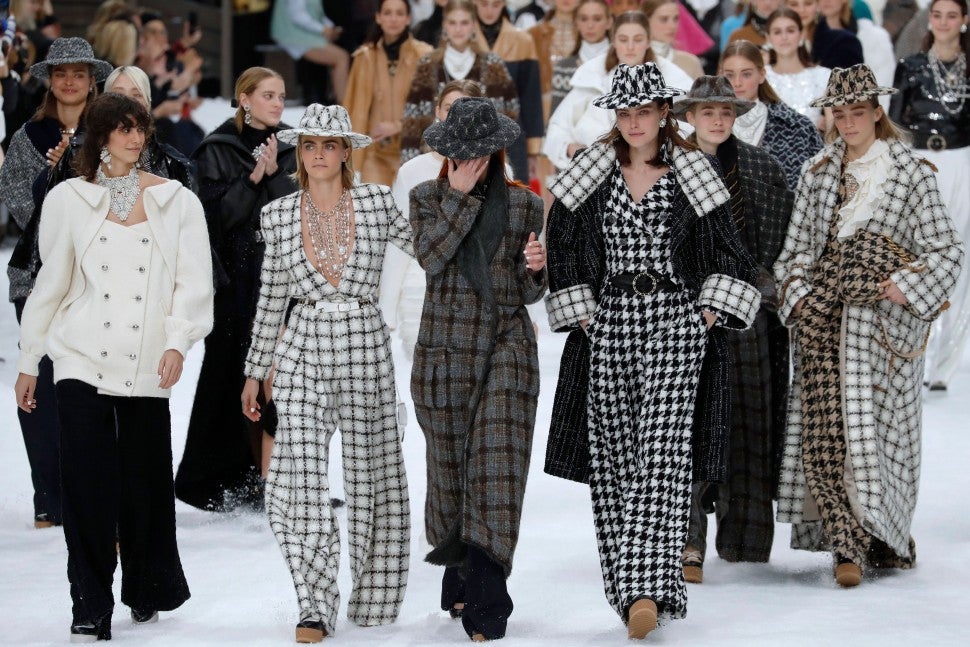 Cara Delevingne and models on Chanel runway