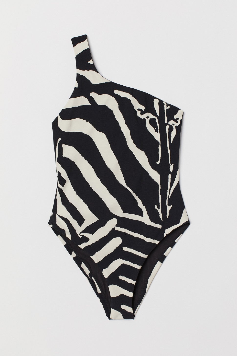 H&M zebra print one-shoulder swimsuit