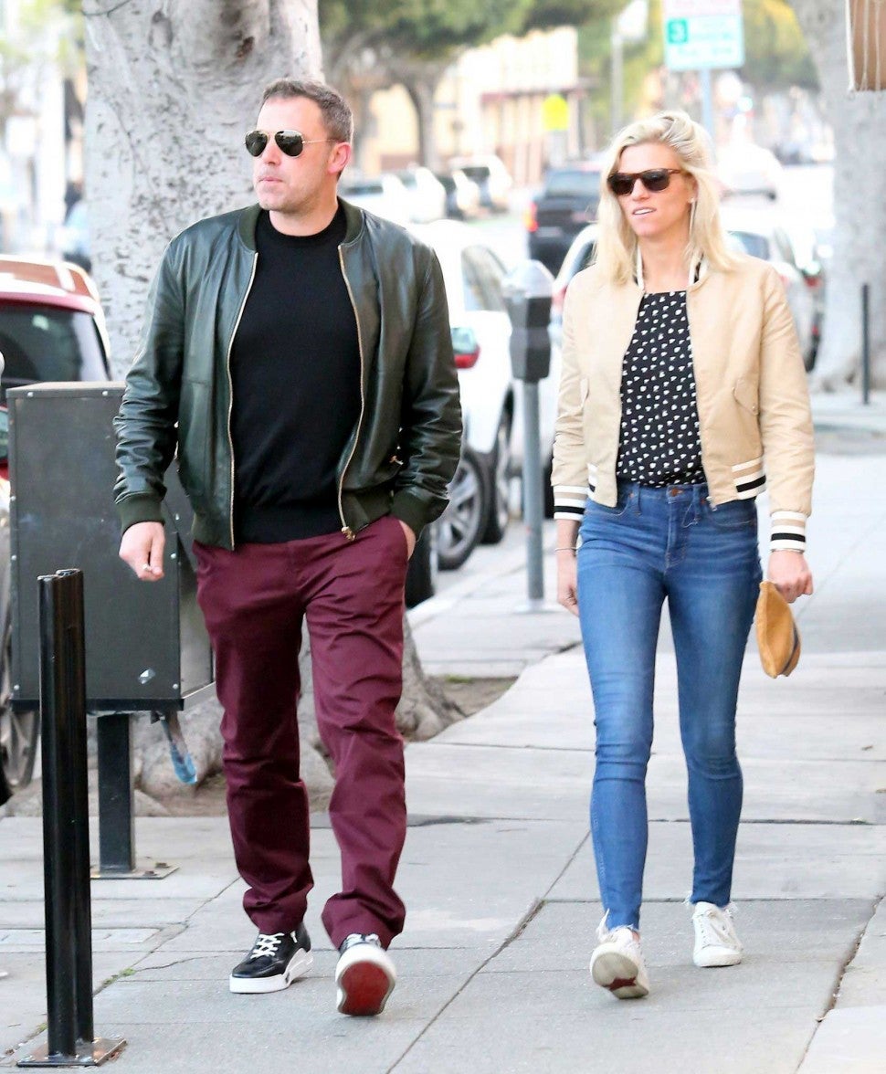 Ben Affleck and Lindsay Shookus walk around Los Angeles on March 24