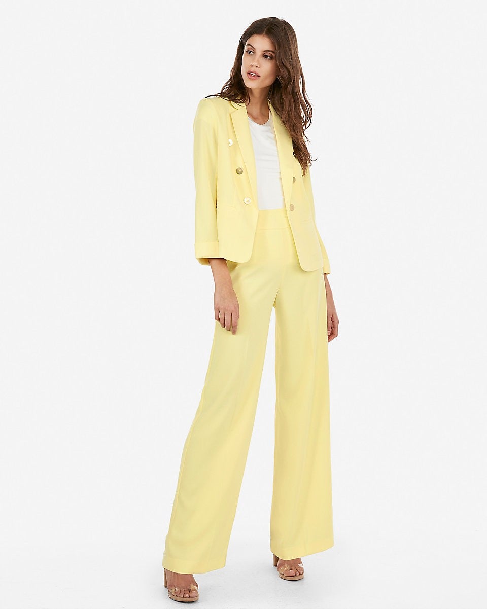 Express pastel yellow pantsuit