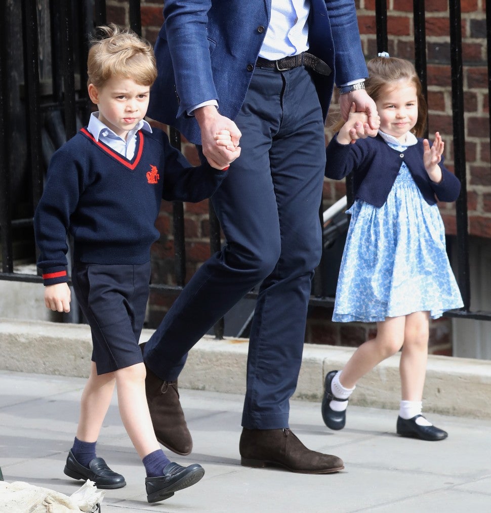 Prince George and Princess Charlotte departing Lindo Wing