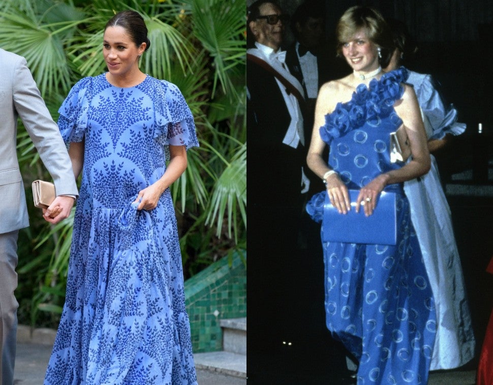 Meghan Markle Princess Diana Printed Blue Dress