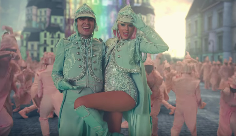 Taylor Swift and Brandon Urie ME! music video in mint green conductor outfits