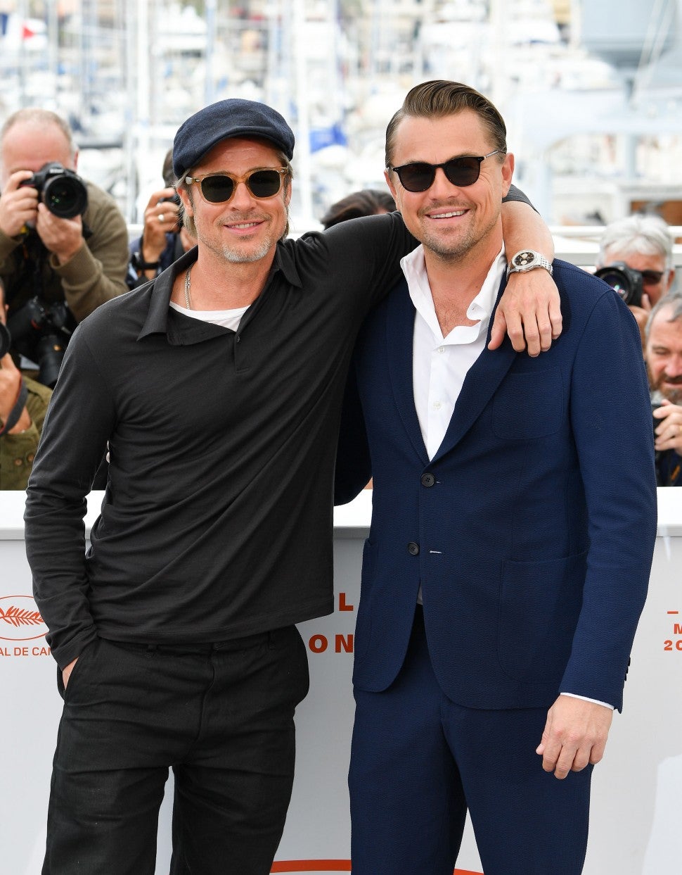 Brad Pitt and Leonardo DiCaprio attend the photocall for "Once Upon A Time In Hollywood" during the 72nd annual Cannes Film Festival on May 22, 2019 in Cannes, France.