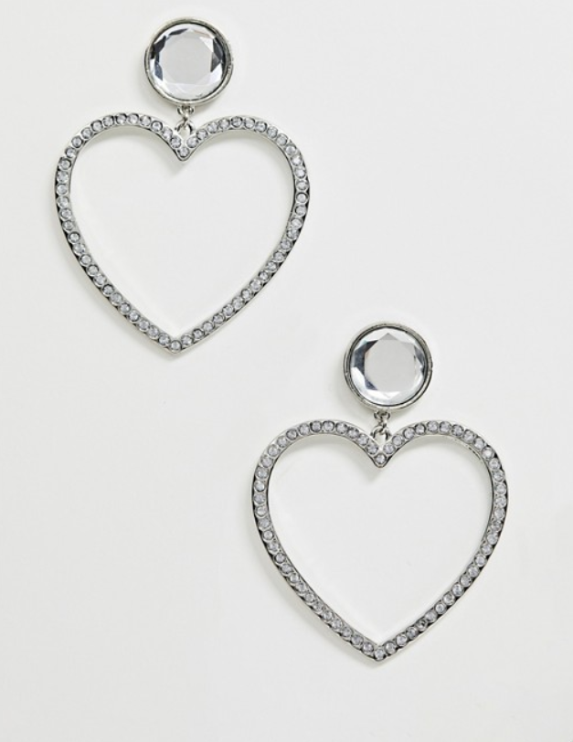 ASOS crystal heart earrings